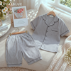 Lửng pijama karo chất cotton mềm, xám