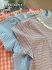 Dài viền ren cotton, karo hồng xám