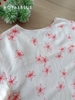 Set linen cổ xẻ mặc nhà, hồng hoa đỏ