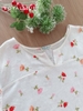 Set linen cổ xẻ mặc nhà, trắng hoa