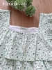 Đùi bèo tầng cotton, xanh hoa tím