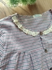 Dài viền ren cotton, karo hồng xám