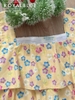 Đùi bèo tầng cotton, vàng hoa