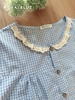 Dài viền ren cotton, karo xanh biển