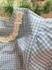 Dài viền ren cotton, karo xanh biển