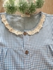 Dài viền ren cotton, karo xanh biển