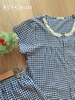 Dài viền ren cotton, karo xanh bích