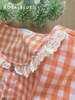 Dài viền ren cotton, karo cam