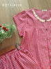 Dài viền ren cotton, karo đỏ