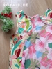 Set linen sát tay hoạ tiết tropical, hoa hồng