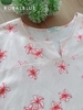 Set linen cổ xẻ mặc nhà, hồng hoa đỏ