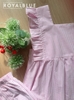 Đùi cổ vuông tay cánh tiên cotton, hồng nhạt