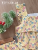 Đùi bèo tầng cotton, vàng hoa