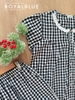 Dài cổ ren cotton, karo đen