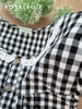 Dài cổ ren cotton, karo đen