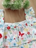 Đùi bèo tầng cotton, hoa bướm đỏ