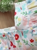 Đùi bèo tầng cotton, hoa bướm đỏ