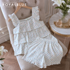 Đùi bèo tầng cotton, bi sắc màu