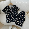 Bộ dài linen cổ xẻ V, nhí xanh đen