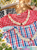 Dài cổ ren cotton, đỏ xanh