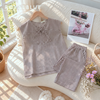 Dài sọc kẽ cotton thắt nơ, sọc nâu