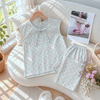 Dài sọc kẽ cotton thắt nơ, tim sọc xanh
