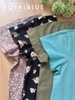 Bộ dài linen cổ xẻ V, nhí xanh đen
