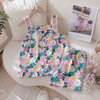 Đùi dây bản phối ren cotton, cúc tím xanh