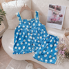 Đùi dây bản phối ren cotton, hoa xanh trắng