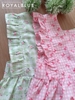 Đùi cổ vuông cotton, karo hồng hoa