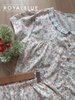 Đùi cổ ren nút gỗ chất cotton mềm, kem hoa