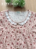 Đùi cổ ren nút gỗ chất cotton mềm, nhí hồng