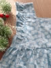 Đùi cổ vuông cotton, hoa xanh