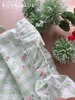 Đùi cổ vuông cotton, karo xanh hoa