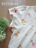Đùi cổ ren nút gỗ chất linen xinh yêu, trắng hoa
