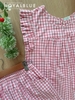 Lửng cánh tiên cotton, karo đỏ hồng