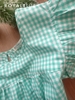 Lửng cánh tiên cotton, karo xanh mint
