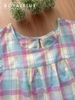 Lửng cánh tiên cotton, karo tím xanh