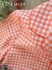 Lửng pijama karo chất cotton mềm, cam dâu