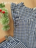 Lửng cánh tiên cotton, karo xanh đậm