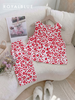 Lửng cổ bèo cotton, đỏ hoa