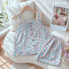 Đùi dây bản ren cotton, hoa hồng xanh