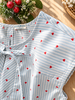 Dài sọc kẽ cotton thắt nơ, tim sọc xanh