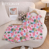 Set linen sát tay hoạ tiết tropical, hoa hồng