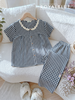 Dài viền ren cotton, karo xanh đen