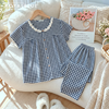 Dài cổ ren cotton, karo đen
