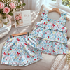 Đùi bèo tầng cotton, hoa bướm đỏ