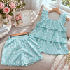 Đùi bèo tầng cotton, hoạ mi xanh