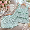 Đùi bèo tầng cotton, xanh hoa tím