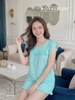 Đùi tay phồng cotton xinh, xanh bi